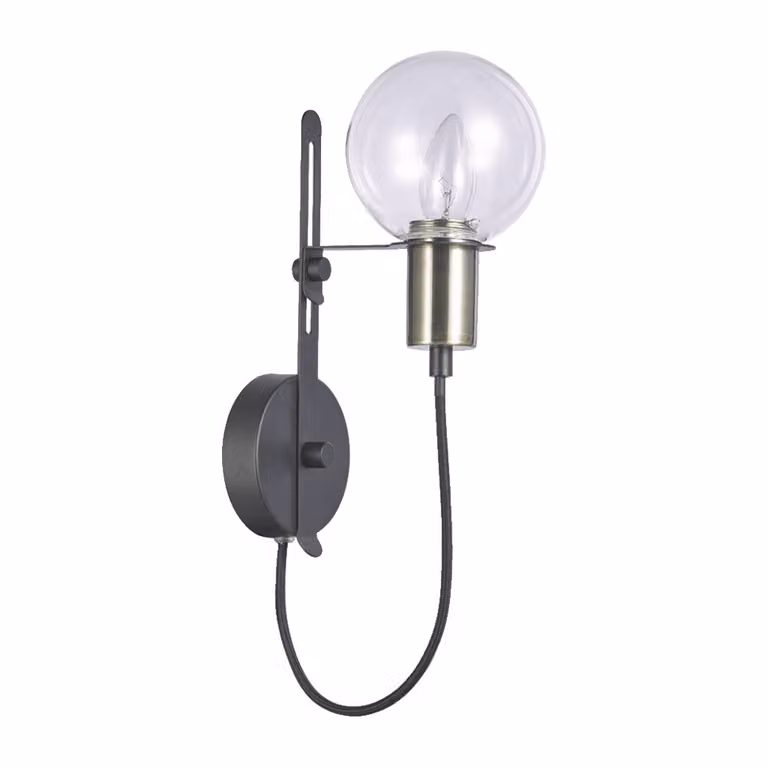 Applique ABRAZO 40W, ottone satinato/chiaro, L: 12 L: 16,2 H: 38,5 cm, attacco E14, dimmerabile