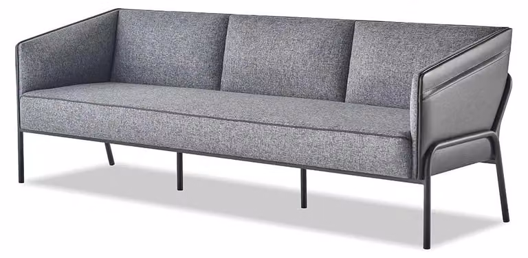 Ledersofa 3-Sitzer Grau Couch Modern Dreisitzig Textil Edelstahl Leder