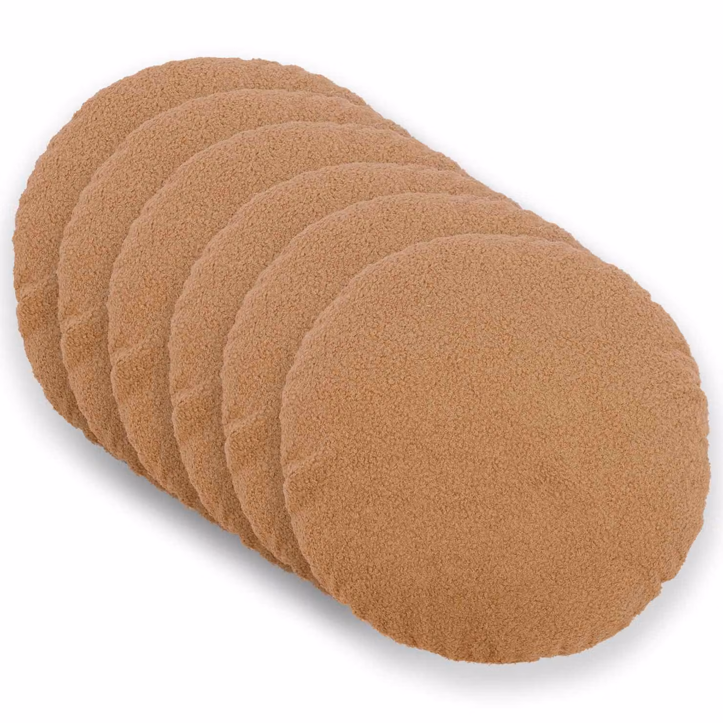 Set di 6 federe rotonde vidaXL HEERLEN in tessuto bouclé beige, Ø 50 cm