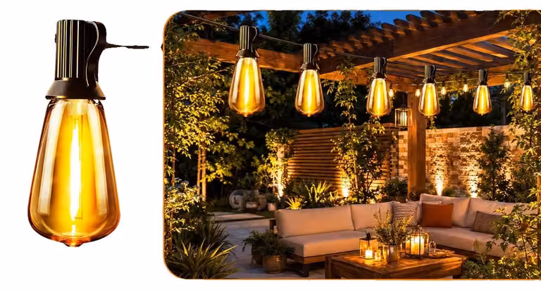 Catene luminose solari, con luminosità regolabile, design impermeabile, lunghezza 15,5 metri, 40 lampadine