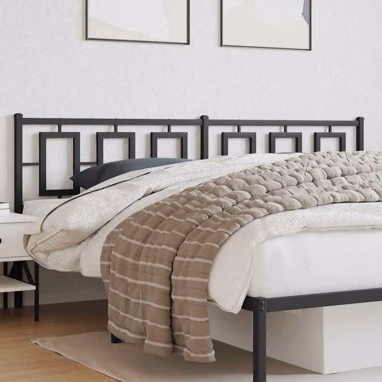 Testiera di ricambio vidaXL in metallo nero laccato con design classico e geometrico, Larghezza: 198 cm