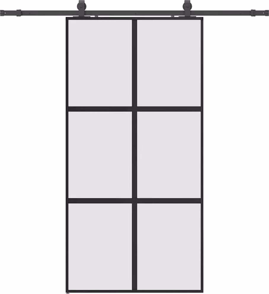 Porta Scorrevole Ferramenta Nera 102,5x205 cm Vetro Temperato