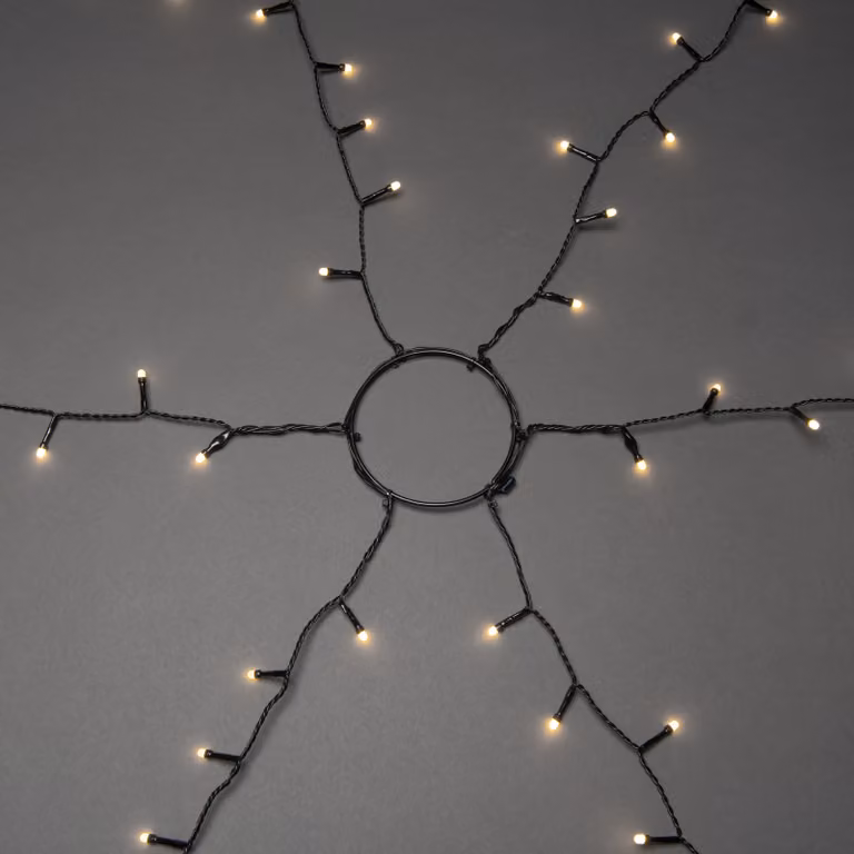 Albero a LED 6 fili da 75 diodi smerigliati ciascuno, raddoppio da 6 a 12 fili dopo 200 cm, timer 8 ore, 450 diodi bianco caldo, 12V, esterno (IP44)