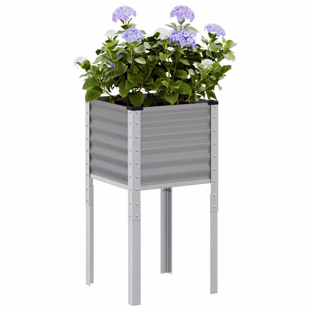 Fioriera da giardino vidaXL in acciaio grigio L/P/H: 45 x 45 x 88 cm