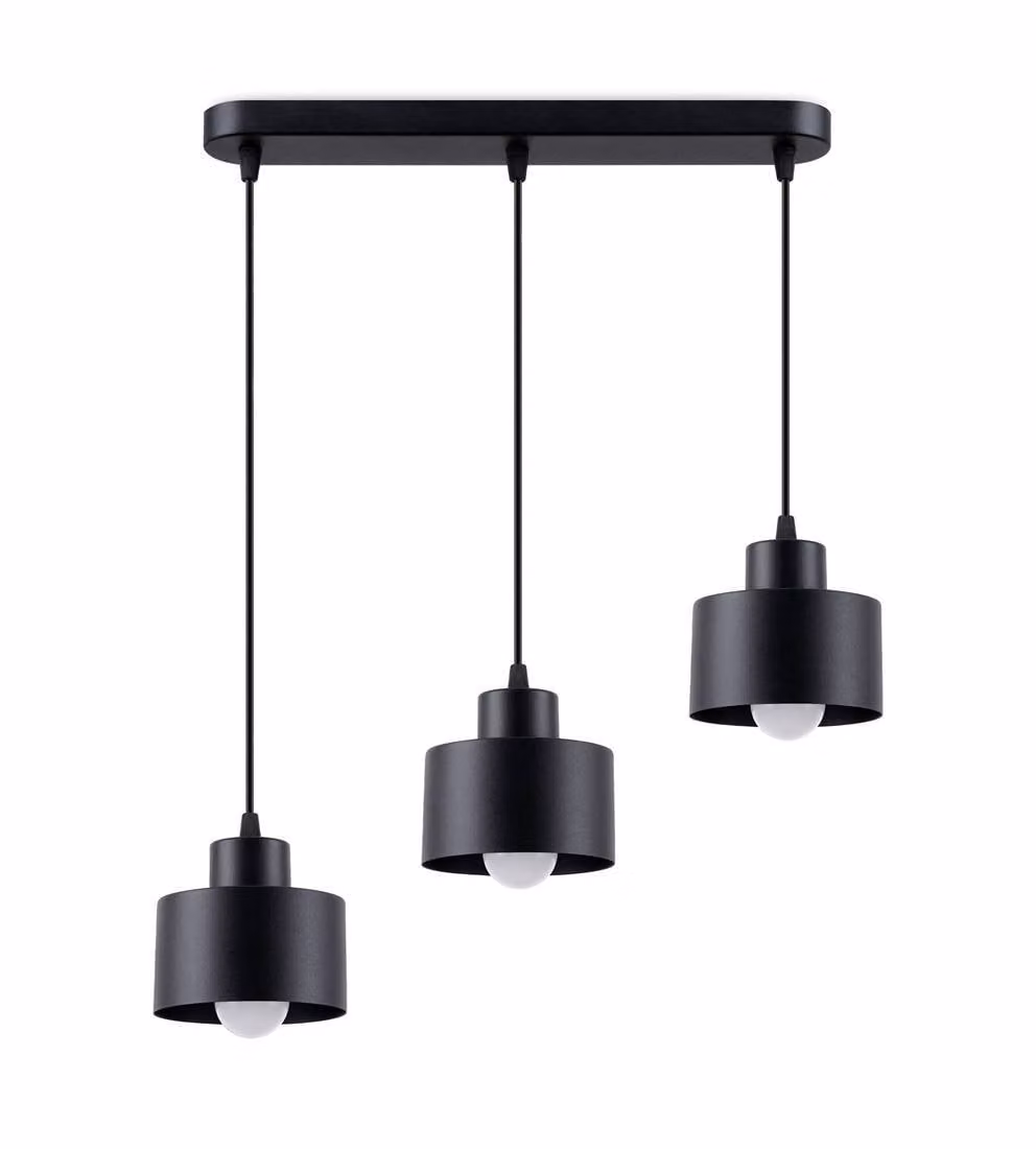 Lampada a sospensione SAVAR 3 nero 3xE27 15W acciaio 110x12x46cm Sollux Lighting