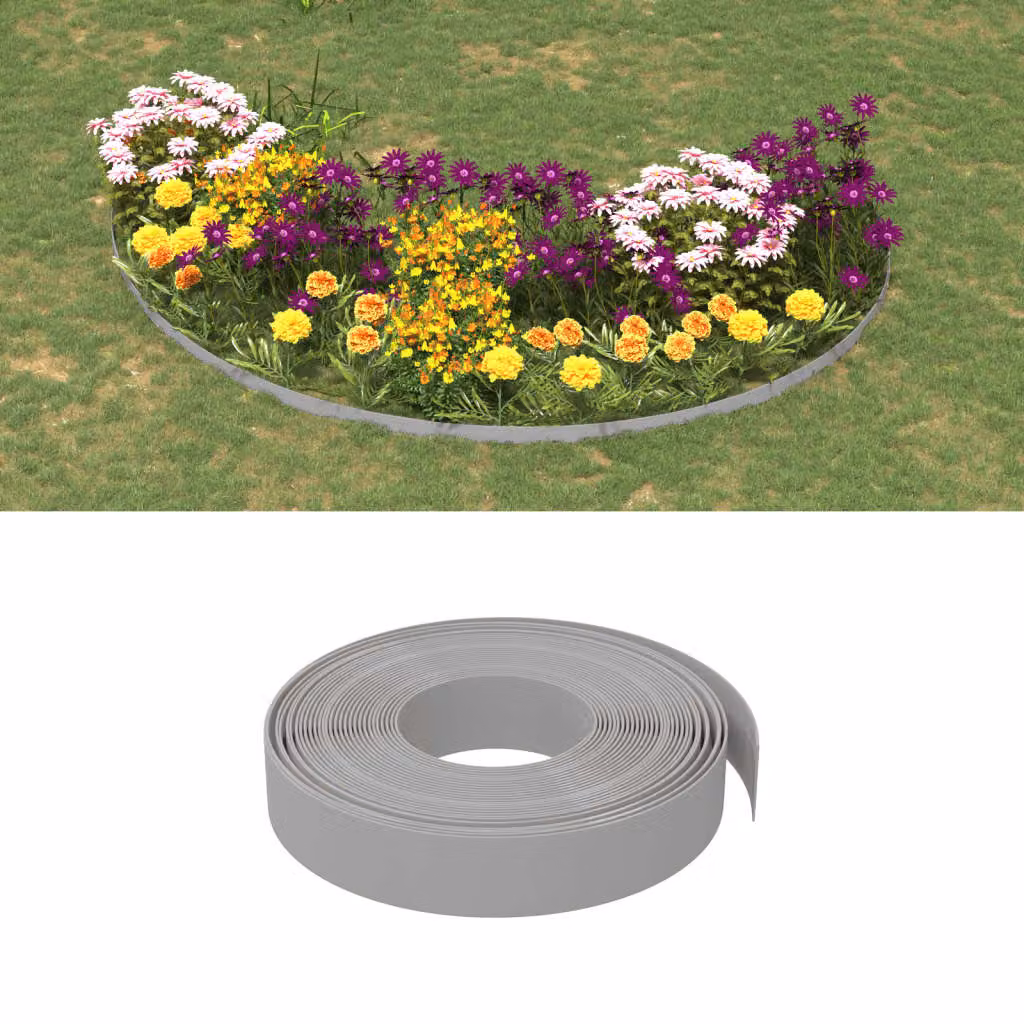 Set di 2 bordure da giardino vidaXL in polietilene grigio, Lunghezza: 10 m, Altezza: 10 cm