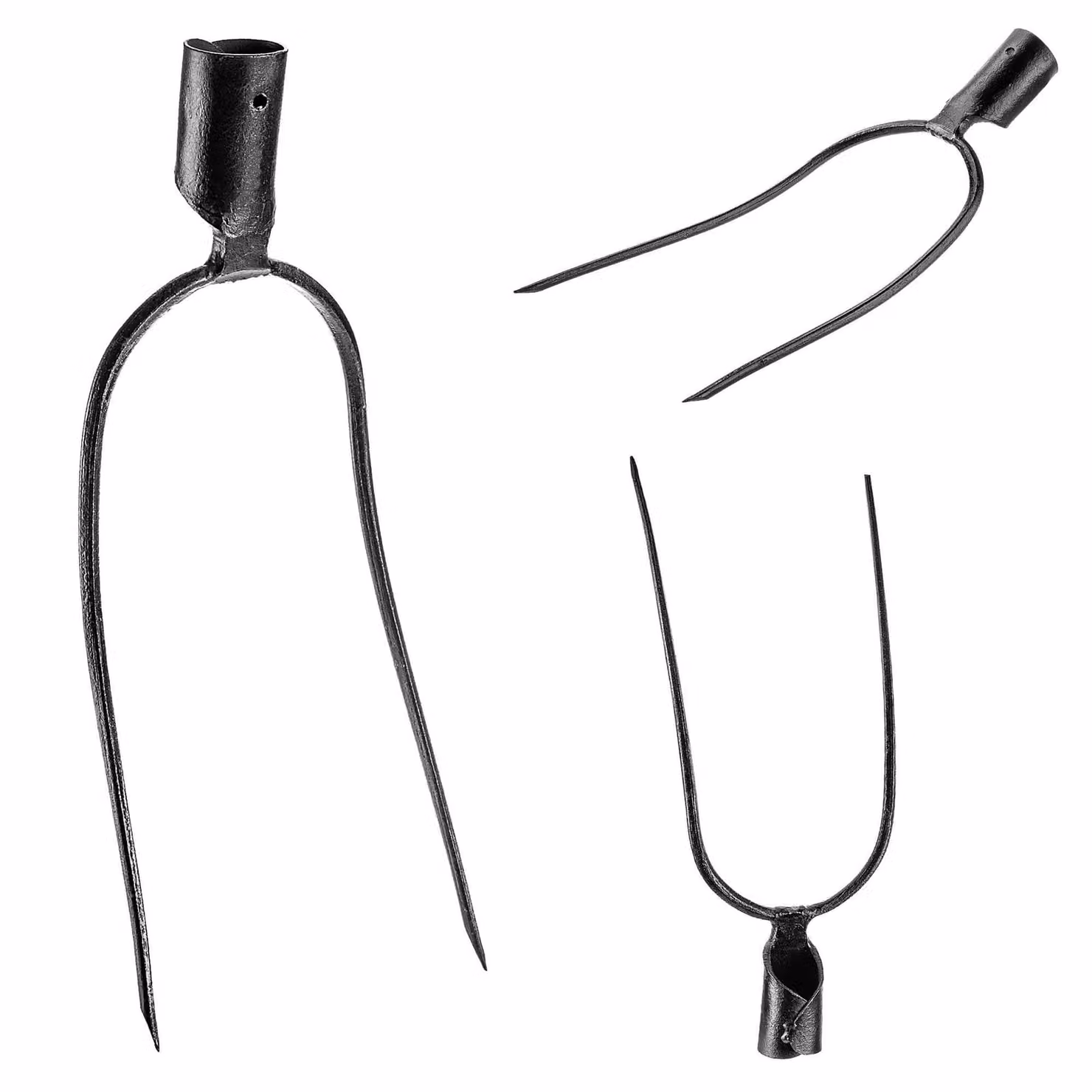 KADAX forcone da pietra senza manico, forcone da patata in acciaio, forcone da rapa, forcone a filo, forcone da patata, forcone da vanga, forcone da letame, forcone da scavo (nero a 2 rebbi)
