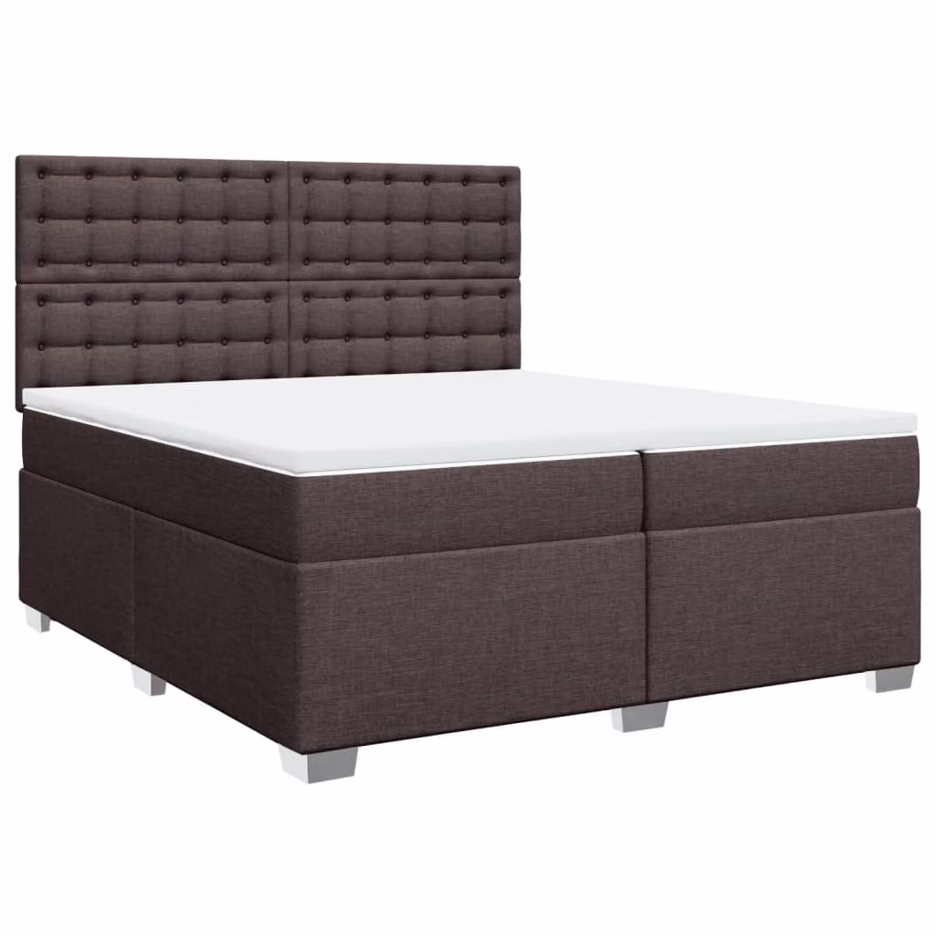 Giroletto a Molle con Materasso Marrone Scuro 200x200cm Tessuto