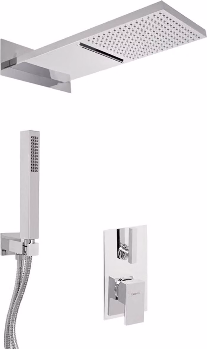 Set doccia miscelatore monocomando per doccia ad incasso soffione doccia con getto a cascata / getto a pioggia argento - Set doccia bagno