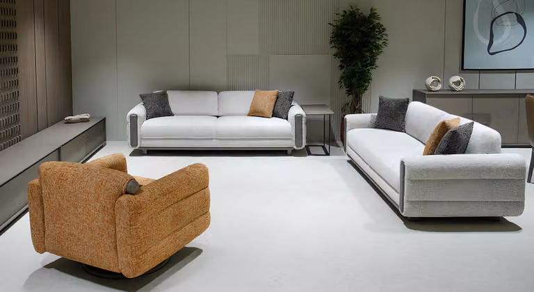 Wohnzimmer Polster Set Stilvolle 2x 3-Sitzer Textilsessel 3tlg Möbel