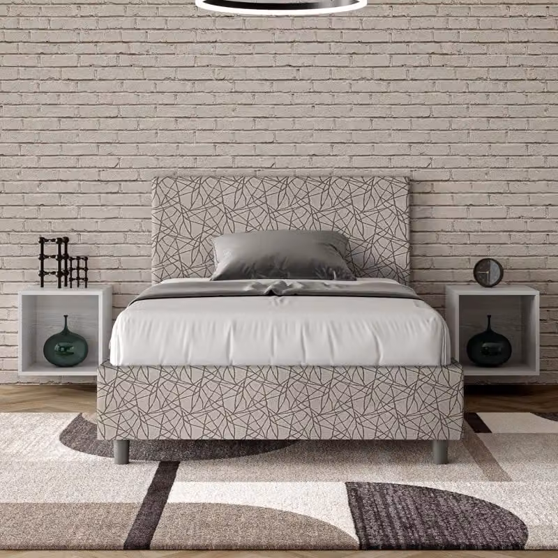 Letto imbottito con contenitore Ityhome modello moderno in tessuto grigio L/P/H: 120 x 200 x 135 cm – 2