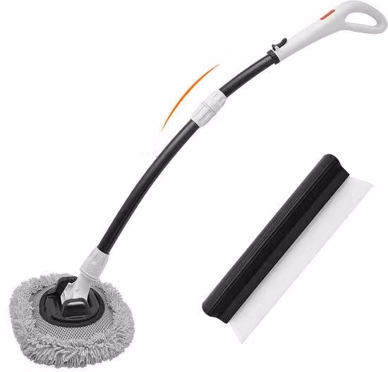 Set di spazzole per auto con manico ricurvo, tampone in microfibra e tergicristallo, manico telescopico, per camper, camion e veicoli