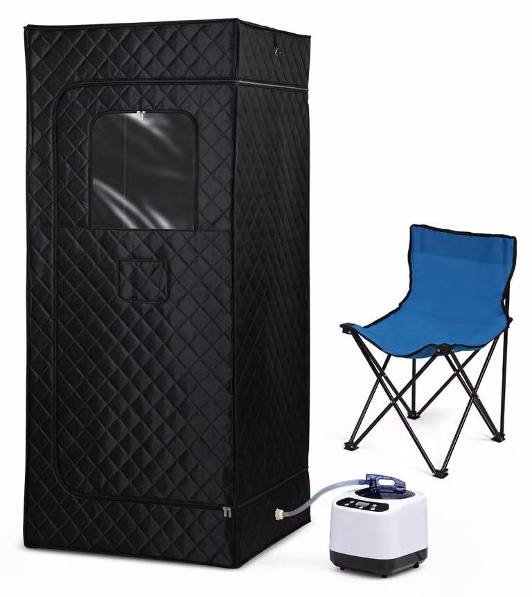 Ikodm, sauna portatile a vapore, 1200 W, con generatore di vapore da 3 litri, telecomando e sedile pieghevole