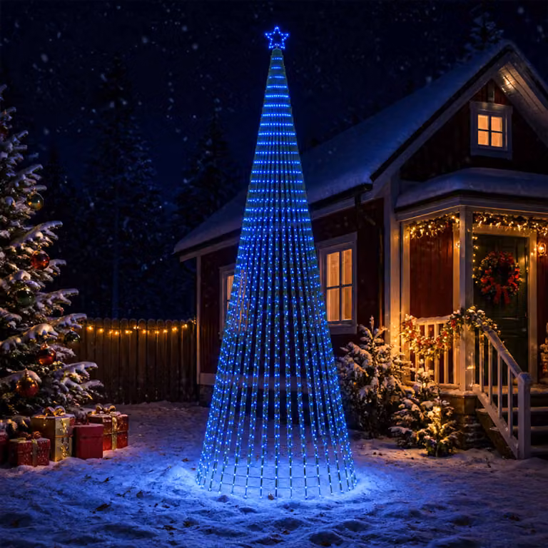 vidaXL Albero di Natale LED 500 cm 1524 LED Blu Acciaio Nero