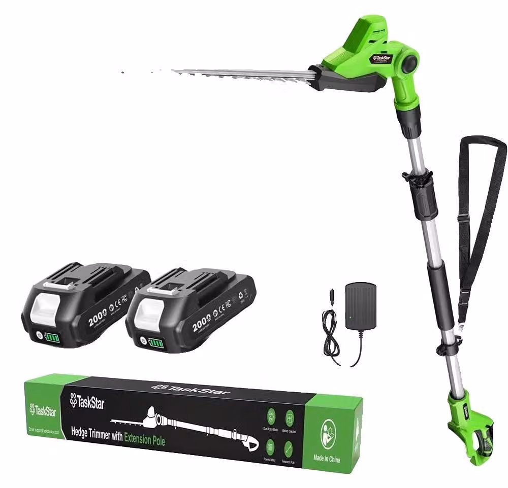 Tagliasiepi, senza fili, con lame a doppio taglio, alimentato da 2 batterie da 2.0Ah, con spina europea da 100V-240V