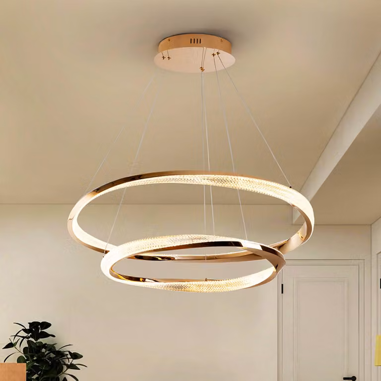 Schuller Valencia Lampada LED a sospensione Orbitas, Ø 80 cm, color oro, metallo, dimmerabile, Ottone / Oro, Soggiorno / Sala da pranzo, Alluminio