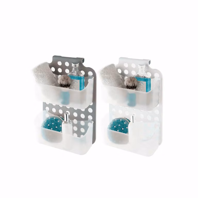 Mensola con 2 ripiani in polipropilene VESTIAMO CASA Linea Restora bianca H 35,5 x L 25 x P 9 cm