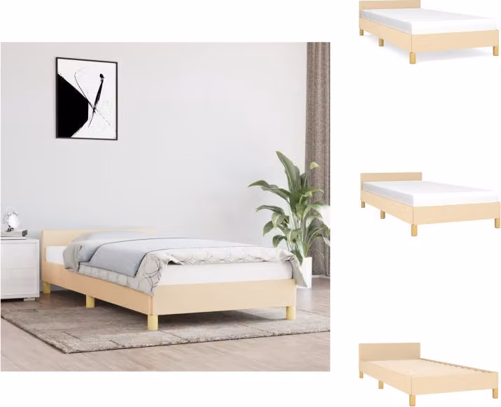 vidaXL Struttura letto con testiera in tessuto crema 90x190 cm - Letti e strutture letto