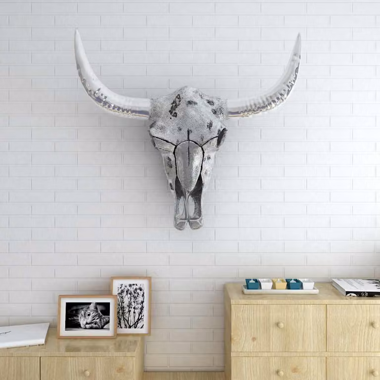 vidaXL Decorazione Testa del Cranio a Parete in Alluminio Argento