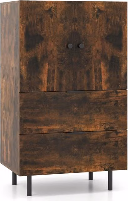 Credenza buffet con cassetti soft-close e mobile contenitore stile industrial in legno e metallo Marrone – 1