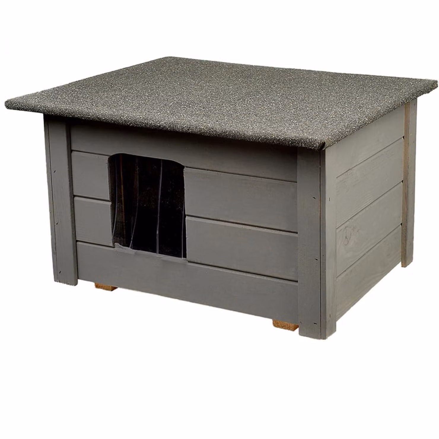 WOODOK Casetta per gatti da esterno in legno - Casetta per gatti isolata per giardino o patio - Casetta per animali da esterno, 54 x 39 x 34 cm (grigio, gatti