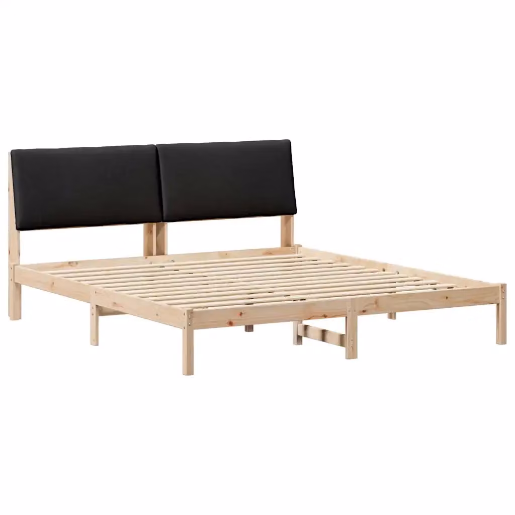 Struttura del letto con testiera vidaXL in legno di pino, marrone e nero, 180 x 200 cm – 2