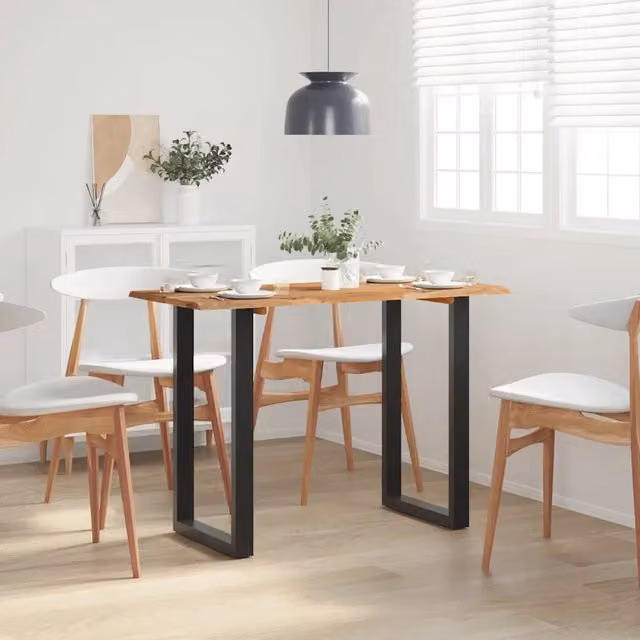 Tavolo da pranzo rettangolare in legno di acacia e metallo stile industrial vidaXL, L: 110 cm, P: 50 cm, H: 76 cm, marrone e nero – 1