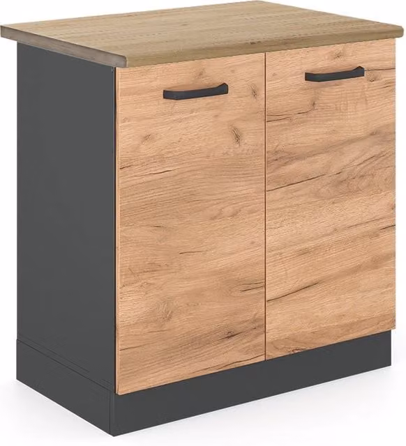 Mobile lavello cucina R-Line Rovere dorato/Antracite 80 cm, PL Rovere Vicco