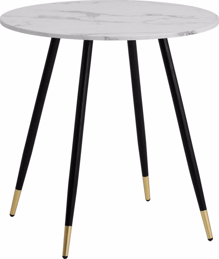 WOHNLING tavolo da pranzo 75x75x76 cm look marmo tavolo da pranzo bianco tavolo da cucina moderno con gambe in metallo piccolo tavolo da pranzo sala da pranzo rotonda