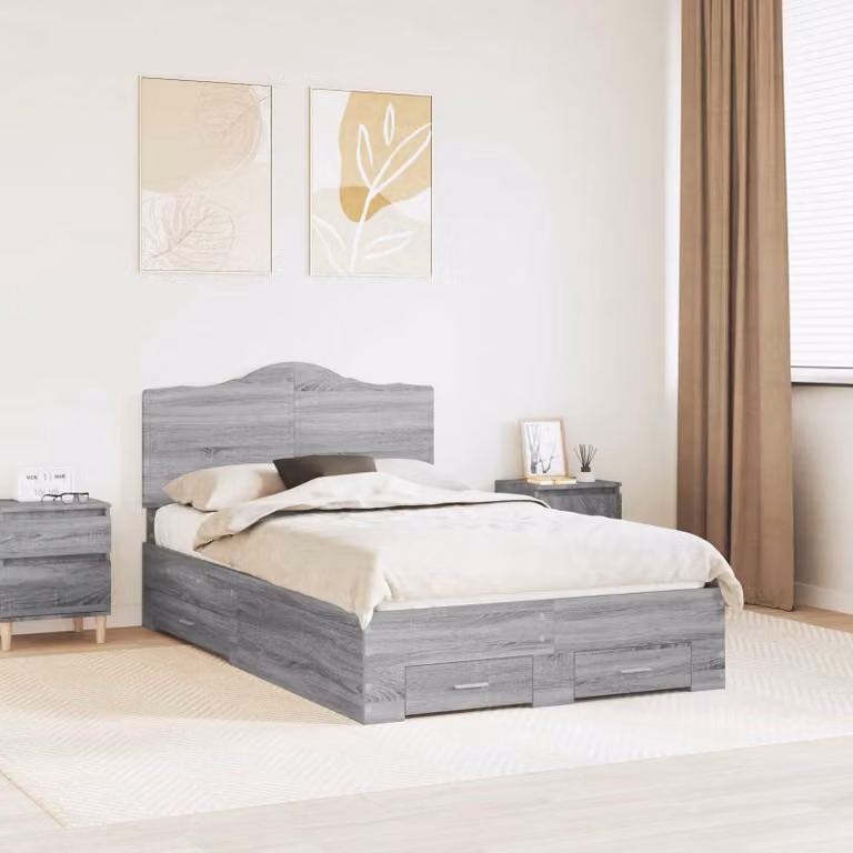 vidaXL Struttura del letto con cassetti Grigio, L/P/H: 120 x 200 x 193 cm
