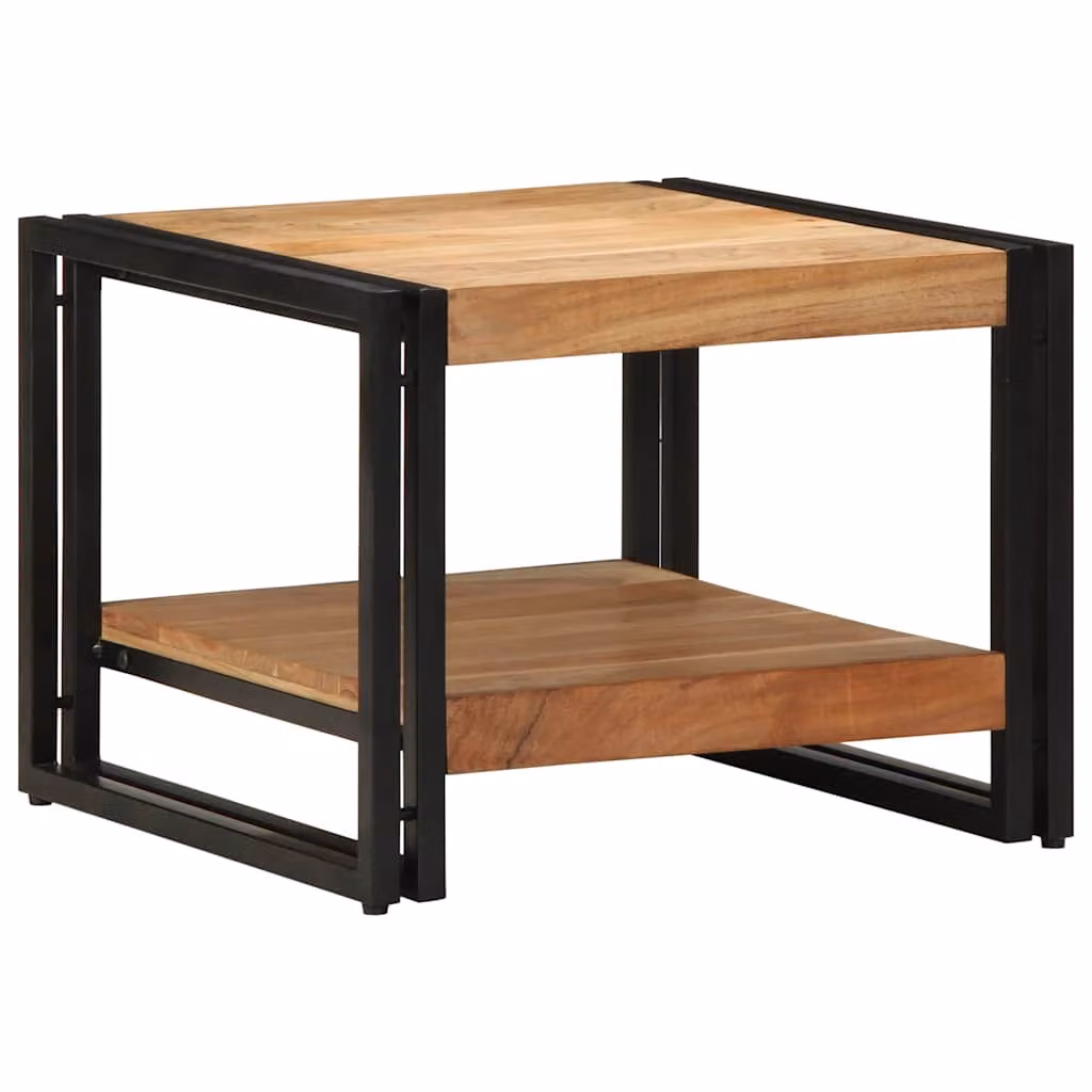 vidaXL Tavolino da Salotto Quadrato in Legno di Acacia e Metallo Marrone L/P/H: 50 x 50 x 38 cm