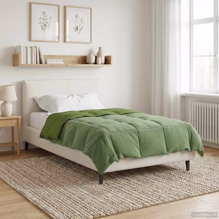 Piumone Completo Annuale 4 Stagioni vidaXL in Microfibra Reversibile e Traspirante, Verde, L 140 x P 220 cm