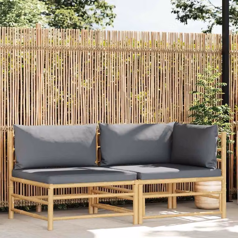 Maison Exclusive - Set da giardino a 2 pezzi con cuscini, grigio scuro, bambù
