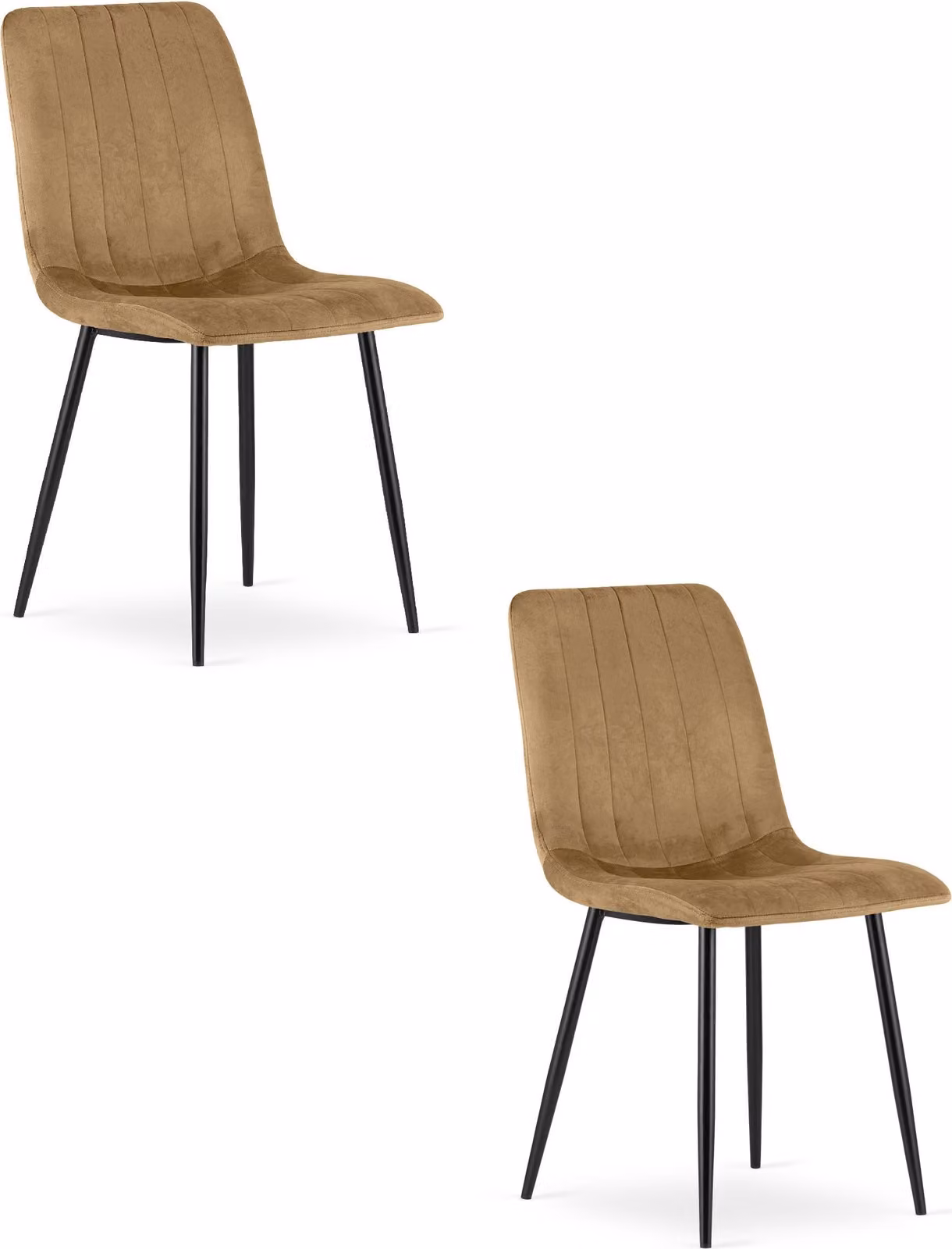 Sedia LAVA - velluto marrone / gambe nere x 2