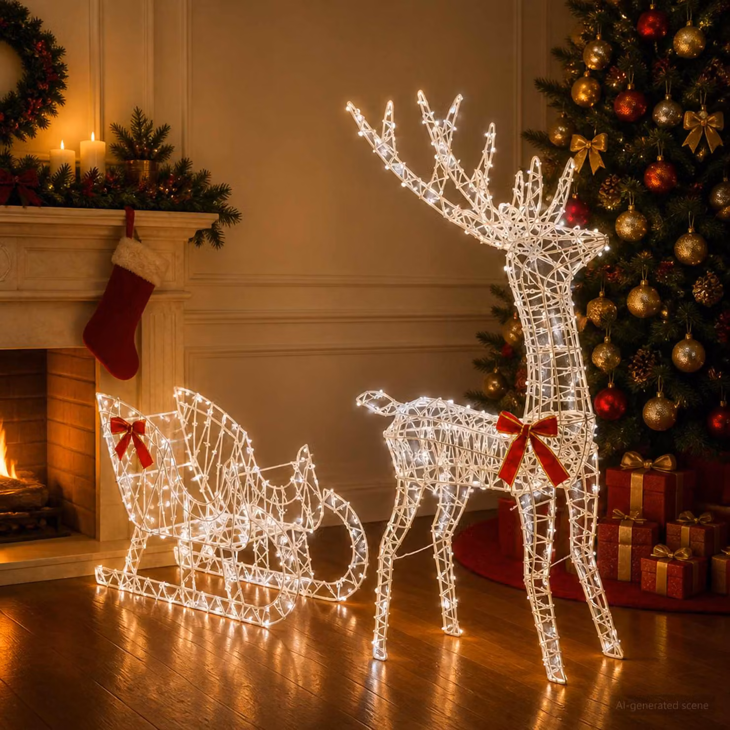 vidaXL Slitta trainata da renna LOVIISA 450 LED Bianco freddo