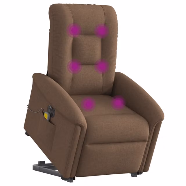 Poltrona Alzapersona Elettrica con Assistenza al Sollevamento vidaXL in Tessuto Marrone per Senior – 1