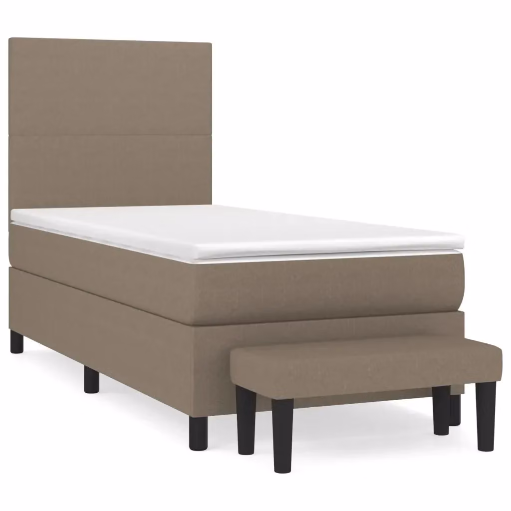 Letto Ibrido vidaXL con Giroletto a Molle e Materasso in Tessuto, Colore Tortora, L/P/H: 100 x 200 x 203 cm – 2