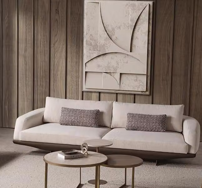 Sofa Beige Luxus 3 Sitzer Couch Polster Textil Couchgarnitur Dreisitzer Couchen