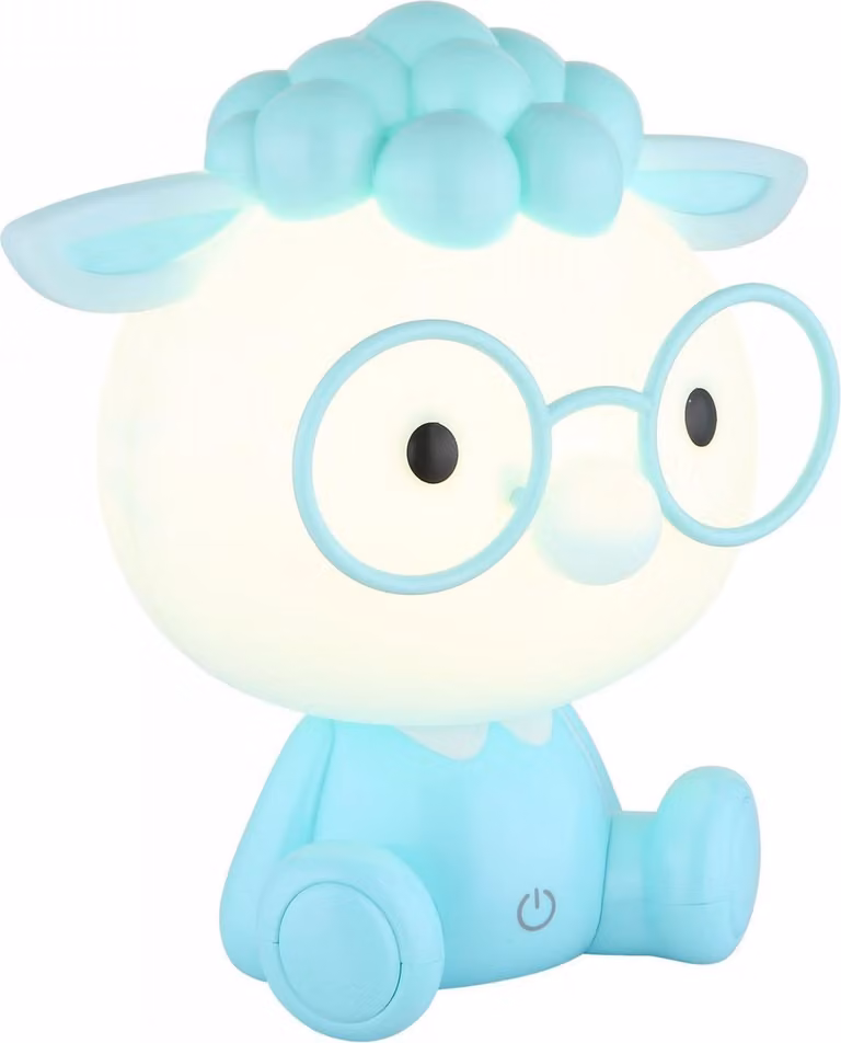 Lampada da tavolo a LED, pecora, blu, USB, touch dimmer, H 22 cm