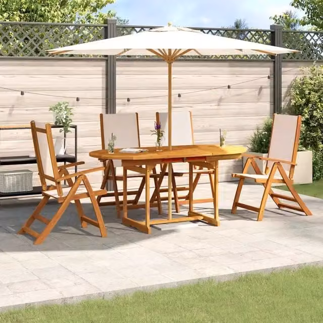 Set Pranzo da Giardino 5pz Legno Massello di Acacia e Textilene 3279280