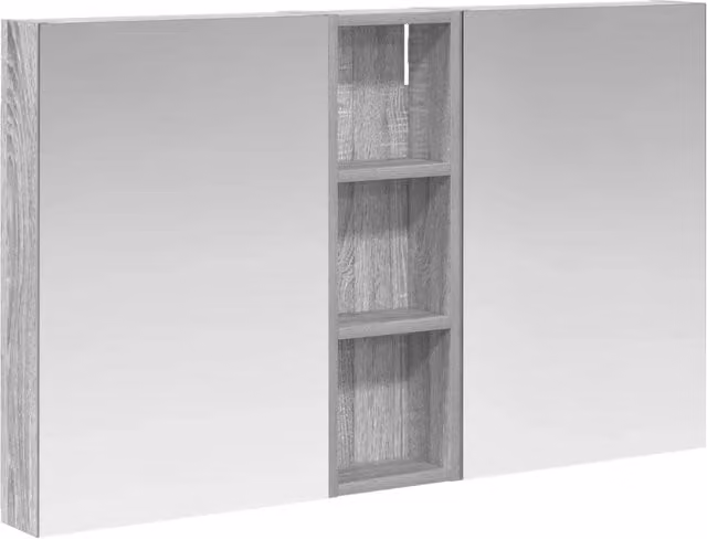 Set di 3 armadi da bagno moderni con specchio e illuminazione LED in legno bianco opaco L: 100 cm, P: 10,5 cm, H: 60,5 cm