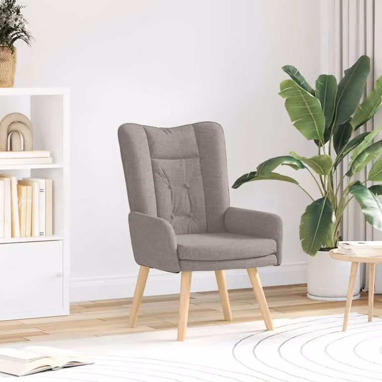 Poltrona moderna vidaXL Talpa in tessuto e legno, disponibile in beige o grigio