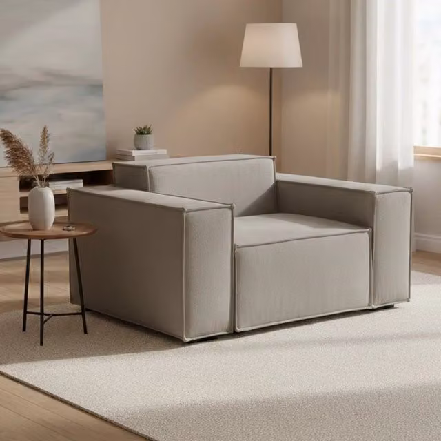 Poltrona relax Rodonite Talamo Italia in tessuto imbottito, colore tortora, L: 160 cm, P: 95 cm, H: 70 cm
