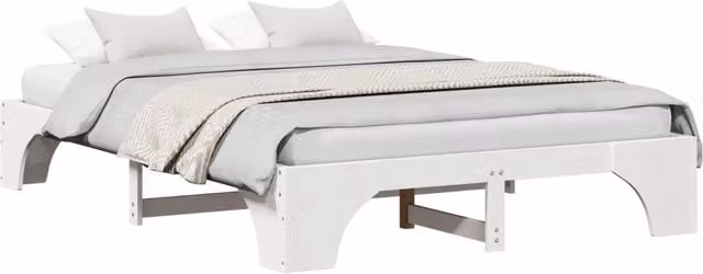 Letto matrimoniale | Letto per adulti | Struttura del letto Bianco 150 x 200 cm Pino massello