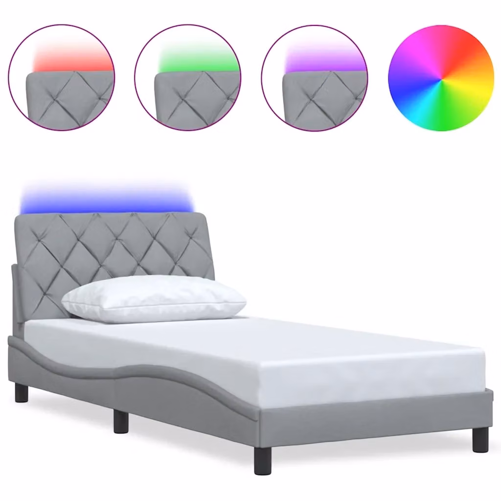 vidaXL Giroletto Moderno con LED e Porta USB, Grigio, L: 100 cm, P: 200 cm – 2