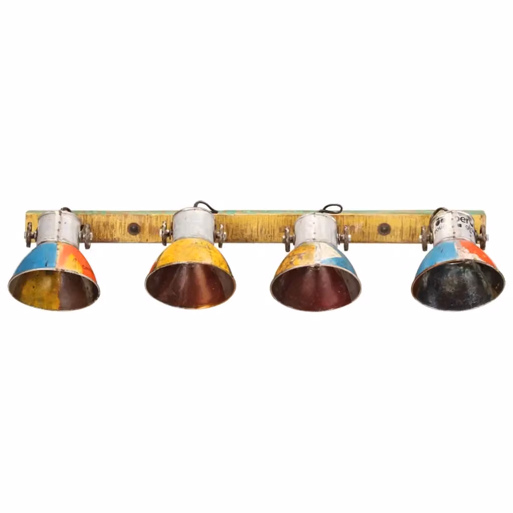 Lampada da Parete Industriale Multicolore vidaXL in Metallo e Legno con Attacco E27 L 90 cm – 2
