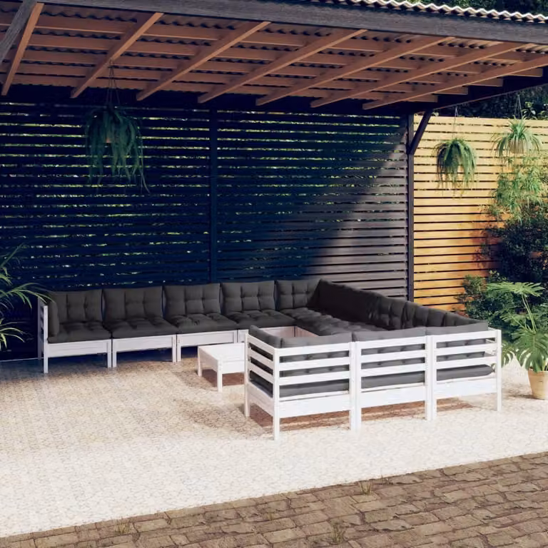 Maison Exclusive - Set Divani da Giardino 12 pz con Cuscini Legno di Pino Bianco