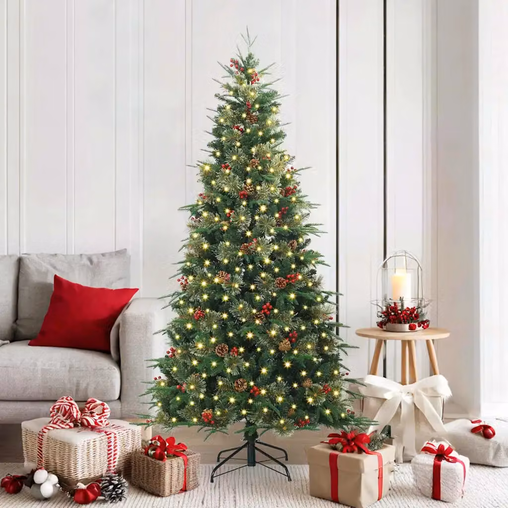 vidaXL Albero di Natale Artificiale con Rami Pieghevoli Verde 180 cm
