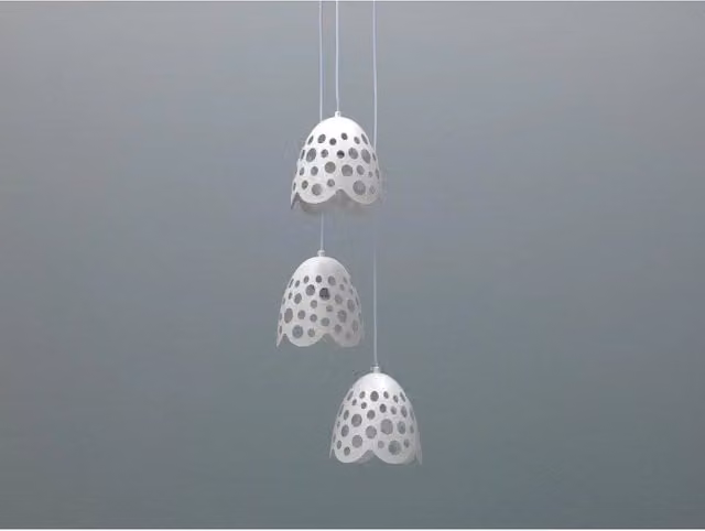 Lampada a sospensione Bells Stones bianca in metallo, H 125 cm x L 19,5 cm