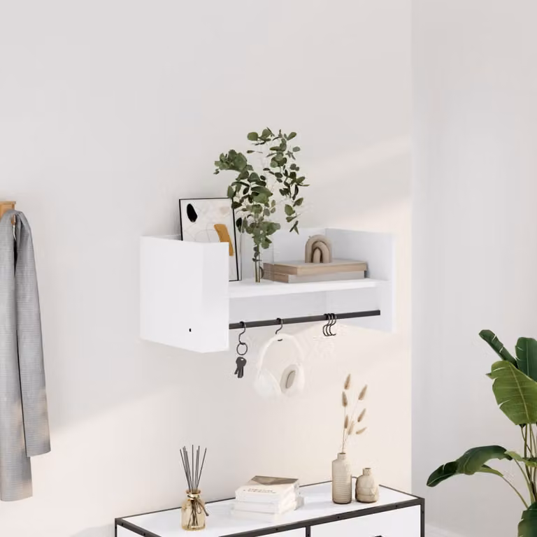 vidaXL Scaffale a Parete Bianco in Legno e MDF con Pannello Posteriore L: 70,5 cm, P: 35 cm, H: 30,5 cm